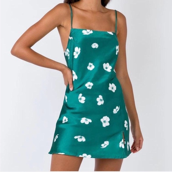 Princess Polly Teal Floral Mini Dress Size 6 - Picture 4 of 8